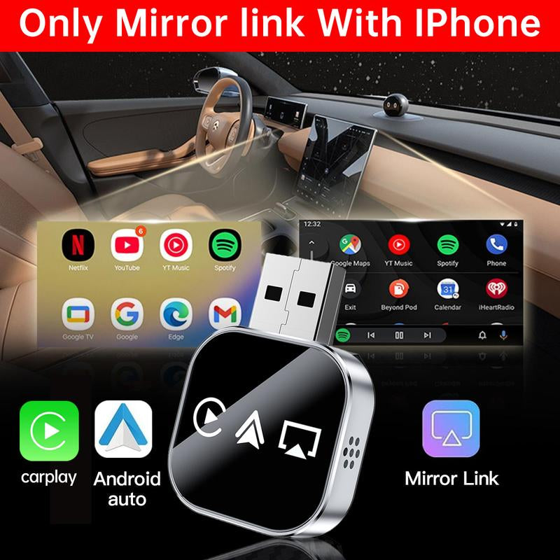 Wireless Carplay Mirror Link Adapter Instant Wired to Wireless Conversion Plug & Playmini Stable Design for Wired Carplay,Airplay