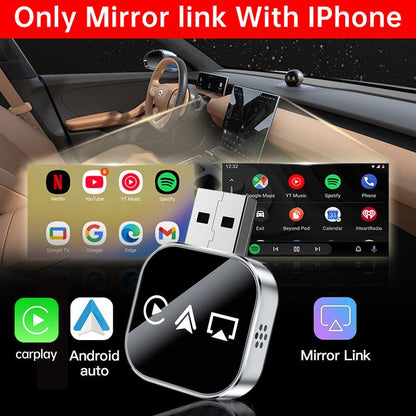 Wireless Carplay Mirror Link Adapter Instant Wired to Wireless Conversion Plug & Playmini Stable Design for Wired Carplay,Airplay