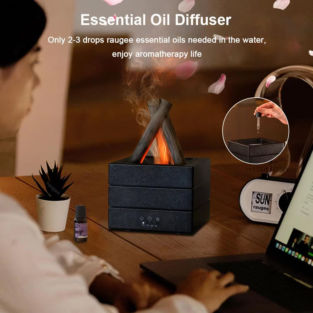 Aroma Diffuser USB Air Humidifier Colorful Flame Essential Oil Aromatherapy Diffuser Timing Air Humidifier with Remote Control