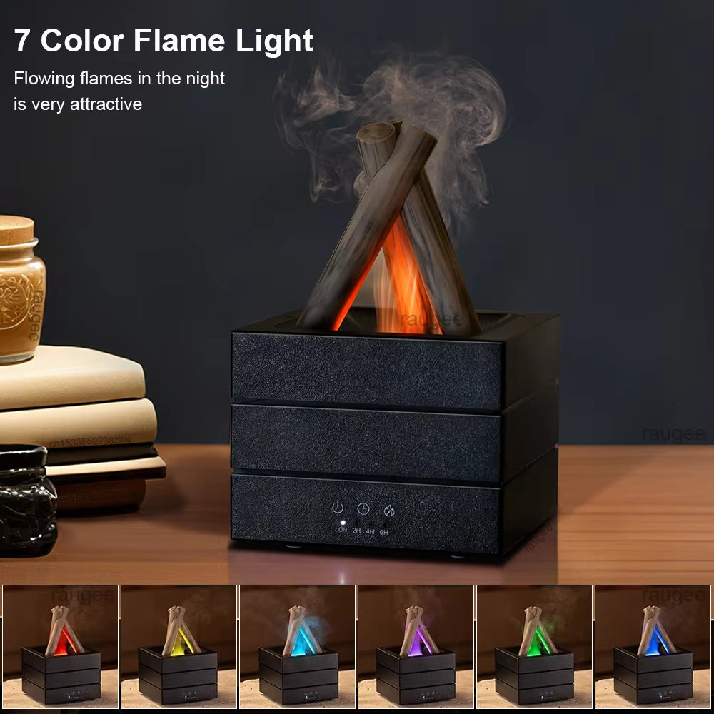 Aroma Diffuser USB Air Humidifier Colorful Flame Essential Oil Aromatherapy Diffuser Timing Air Humidifier with Remote Control
