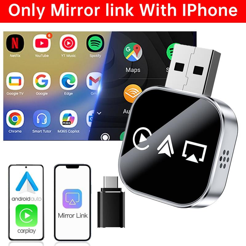 Wireless Carplay Mirror Link Adapter Instant Wired to Wireless Conversion Plug & Playmini Stable Design for Wired Carplay,Airplay