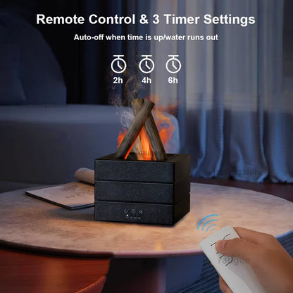 Aroma Diffuser USB Air Humidifier Colorful Flame Essential Oil Aromatherapy Diffuser Timing Air Humidifier with Remote Control