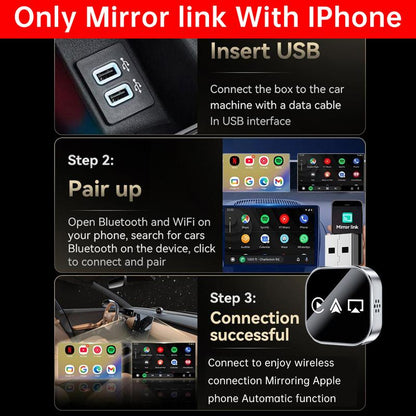 Wireless Carplay Mirror Link Adapter Instant Wired to Wireless Conversion Plug & Playmini Stable Design for Wired Carplay,Airplay