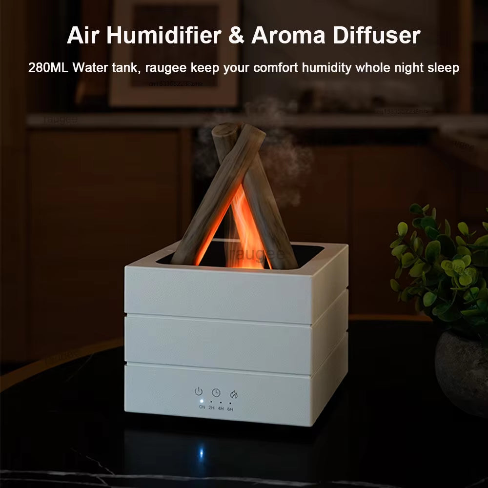 Aroma Diffuser USB Air Humidifier Colorful Flame Essential Oil Aromatherapy Diffuser Timing Air Humidifier with Remote Control