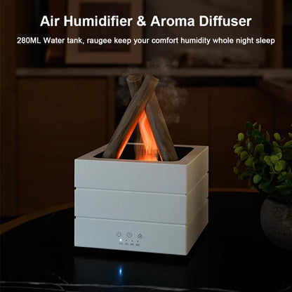 Aroma Diffuser USB Air Humidifier Colorful Flame Essential Oil Aromatherapy Diffuser Timing Air Humidifier with Remote Control